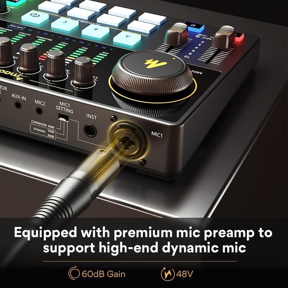 MAONO Podcast Equipment Bundle 10 Channel Audio Interface and XLR Dynamic Mic...