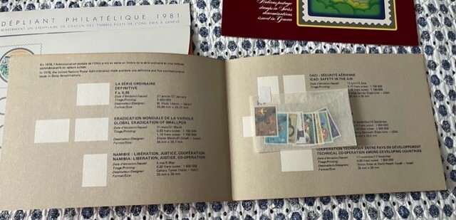 43 United Nations Souvenir Folders w/Mint Stamps Free Shipping