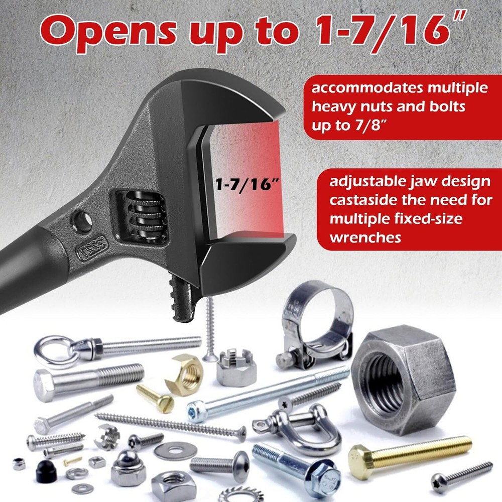 3227 Extra Wide Adjustable Wrench, Construction Spud Wrench