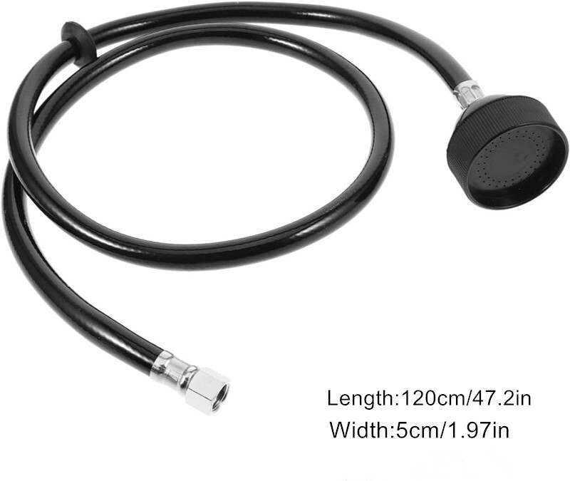 Salon Shampoo Faucet Sprayer Head Black Rubber Hose Beauty Equipment 120cm/47"