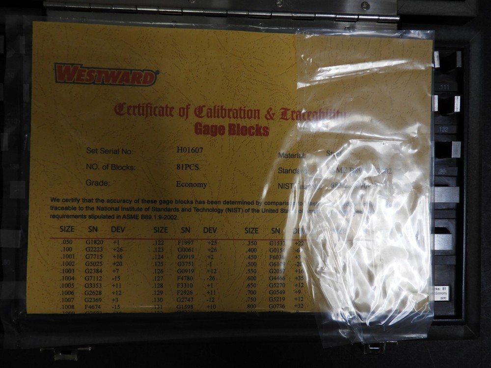 Westward 81 pc Rectangular Machining Gauge Block Set - .05" to 4.0" - 2YNK8