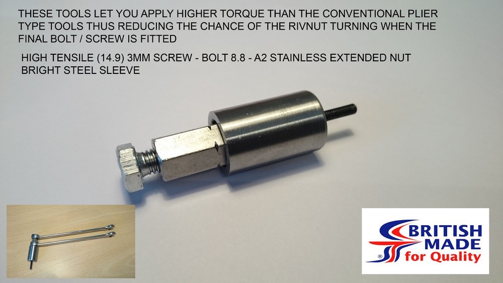 M3   Engineer Heavy Duty High Tensile (14.9) Rivnut Insert Setting Tool Nutsert