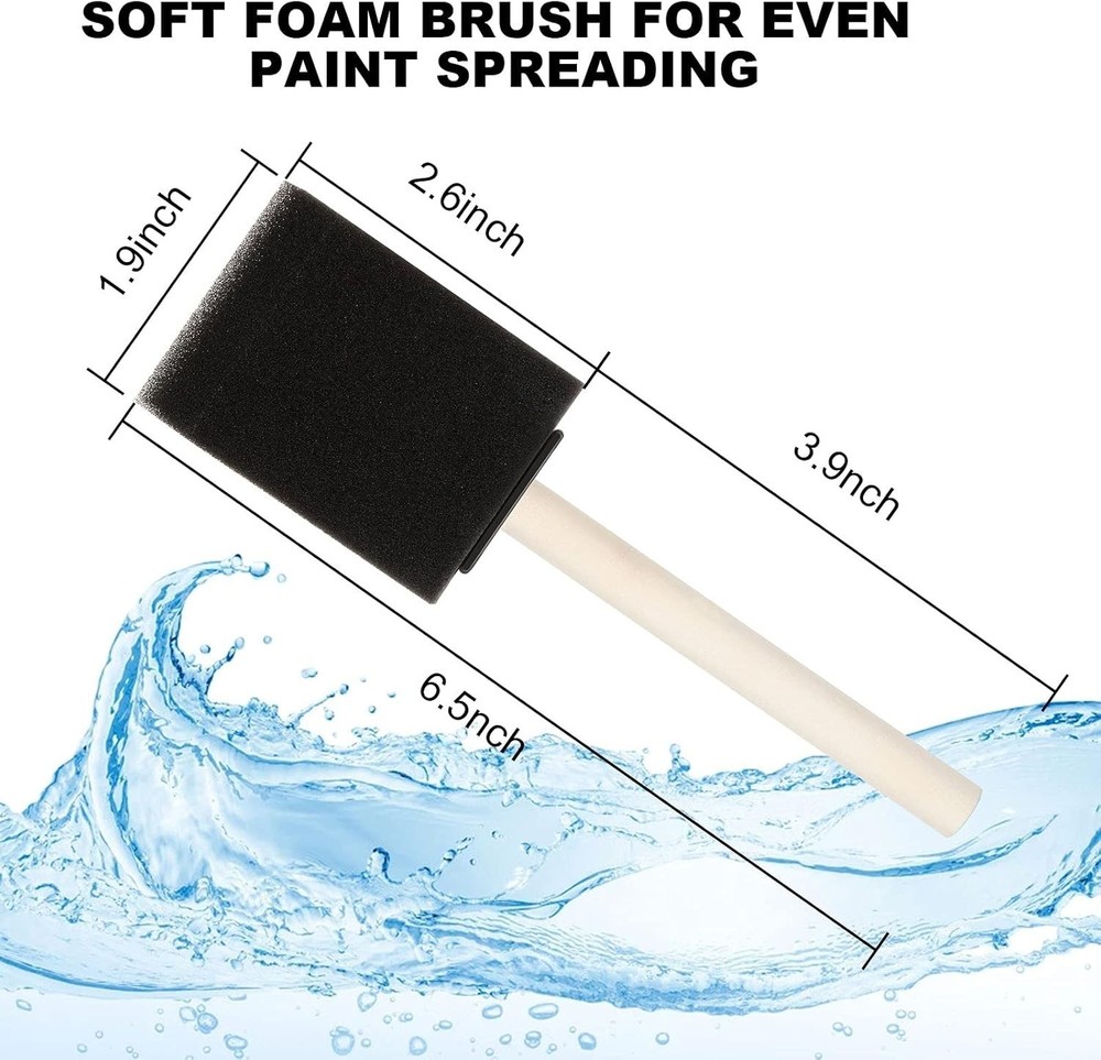 Versatile 100 Pack 2 Inch Foam Brushes with Bevel Tips - Ideal for Any Surface