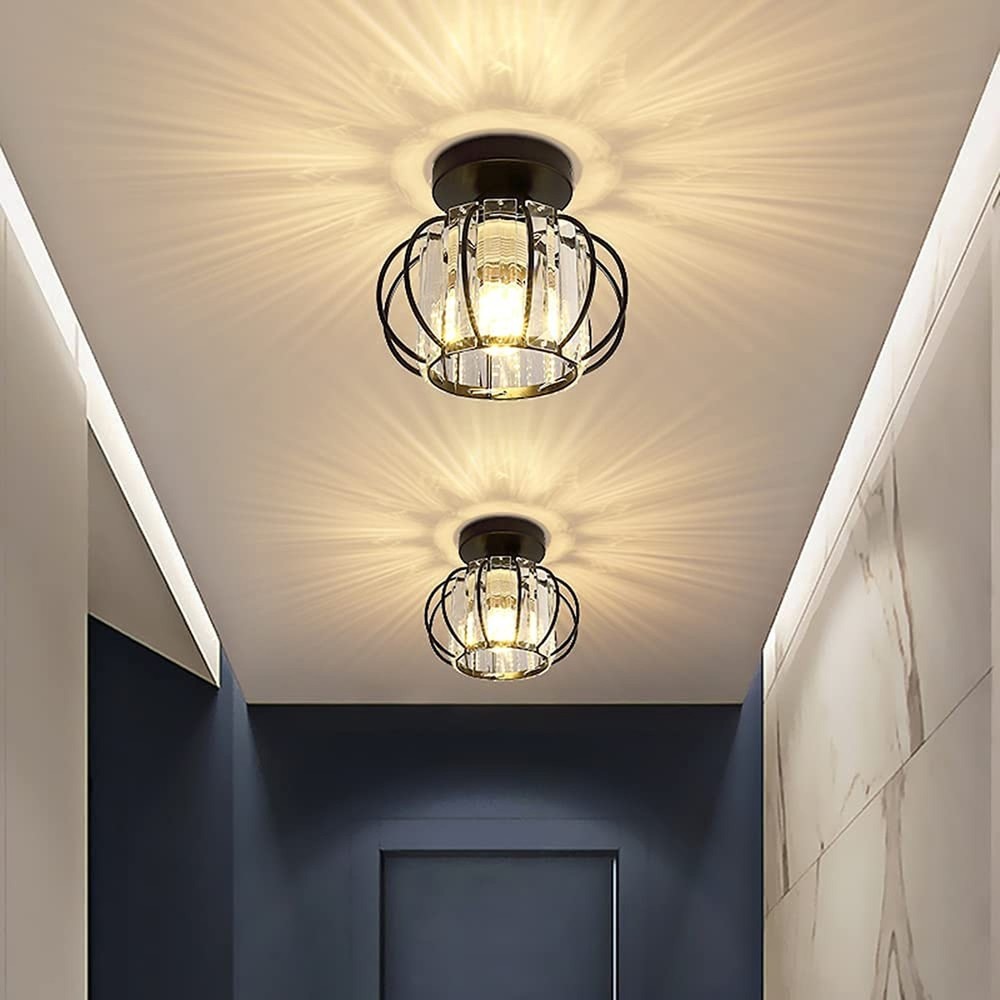 FRIXCHUR Black Modern Semi Flush Mount Ceiling Light Fixture Ceiling Light Sh...