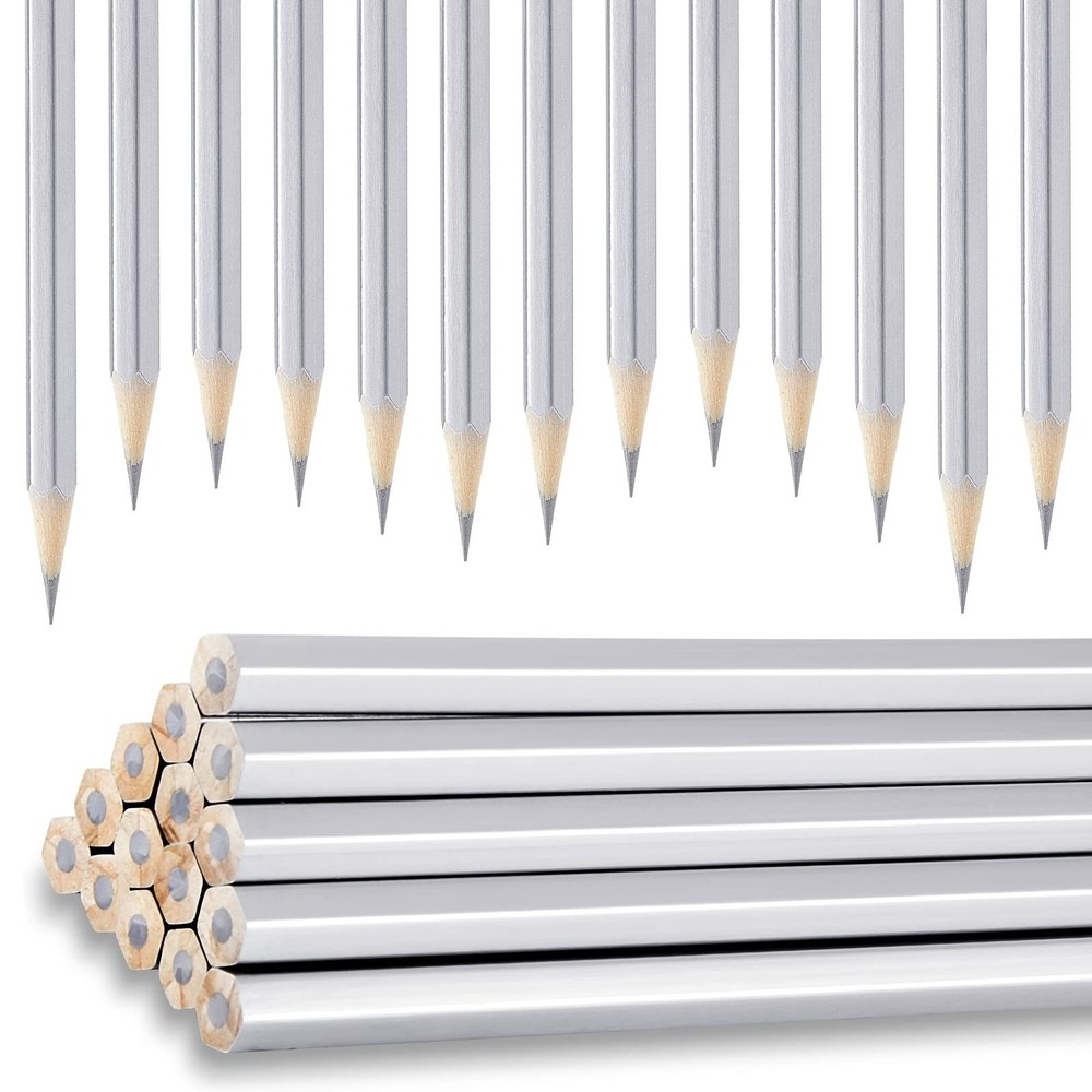 48 Pack Silver Welders Pencil Metallic Marking Pencil for Construction Workers