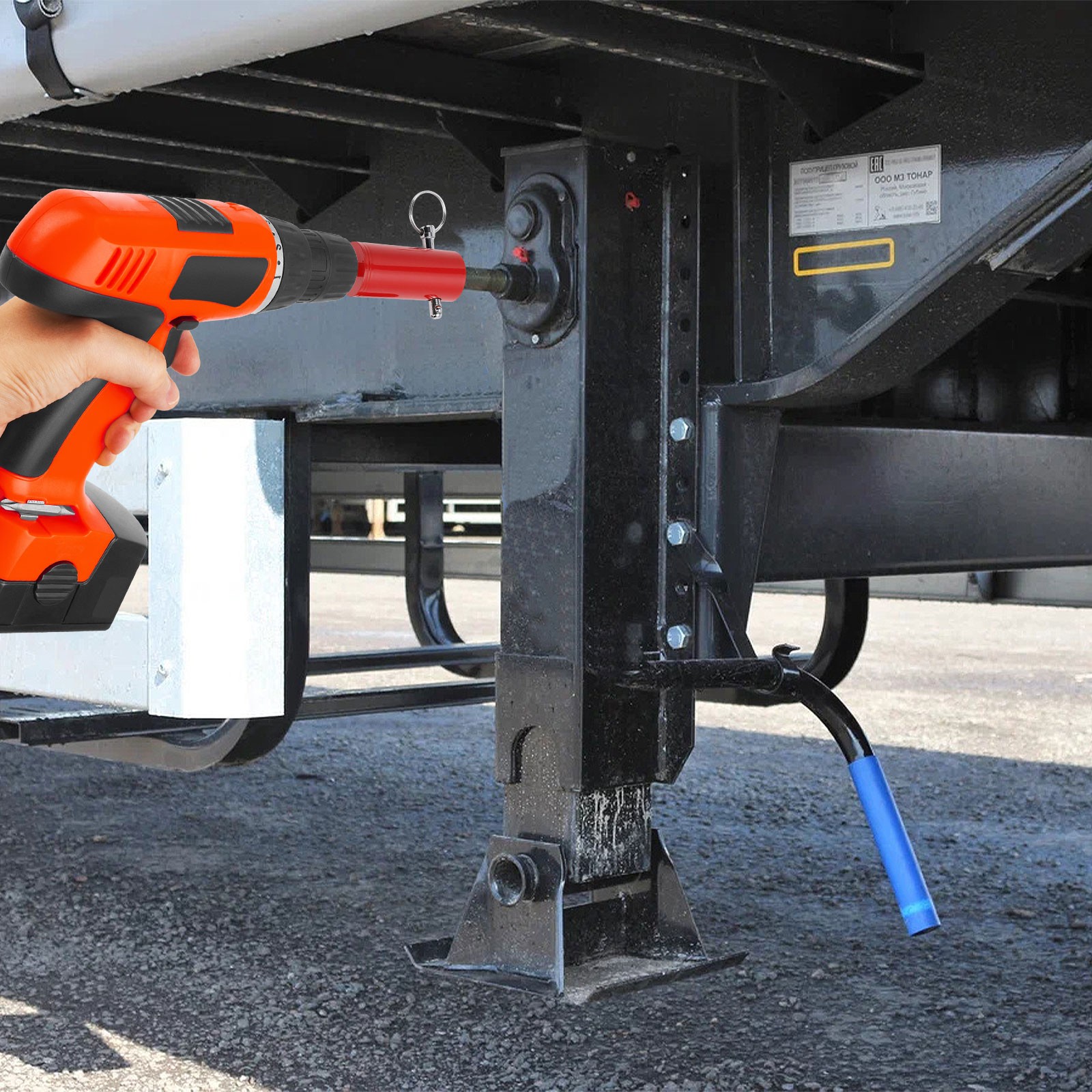 2 PCS Trailer Jack Electric Drill Adapter 1in Handle Bolt Fit 1/2" & 3/8" Shank