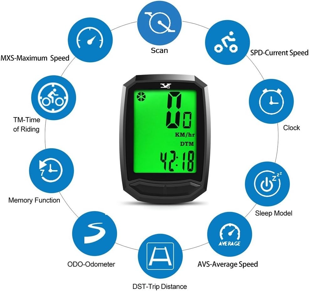Waterproof LCD Bicycle Speedometer - Wireless Bike Odometer with Multi-Functions