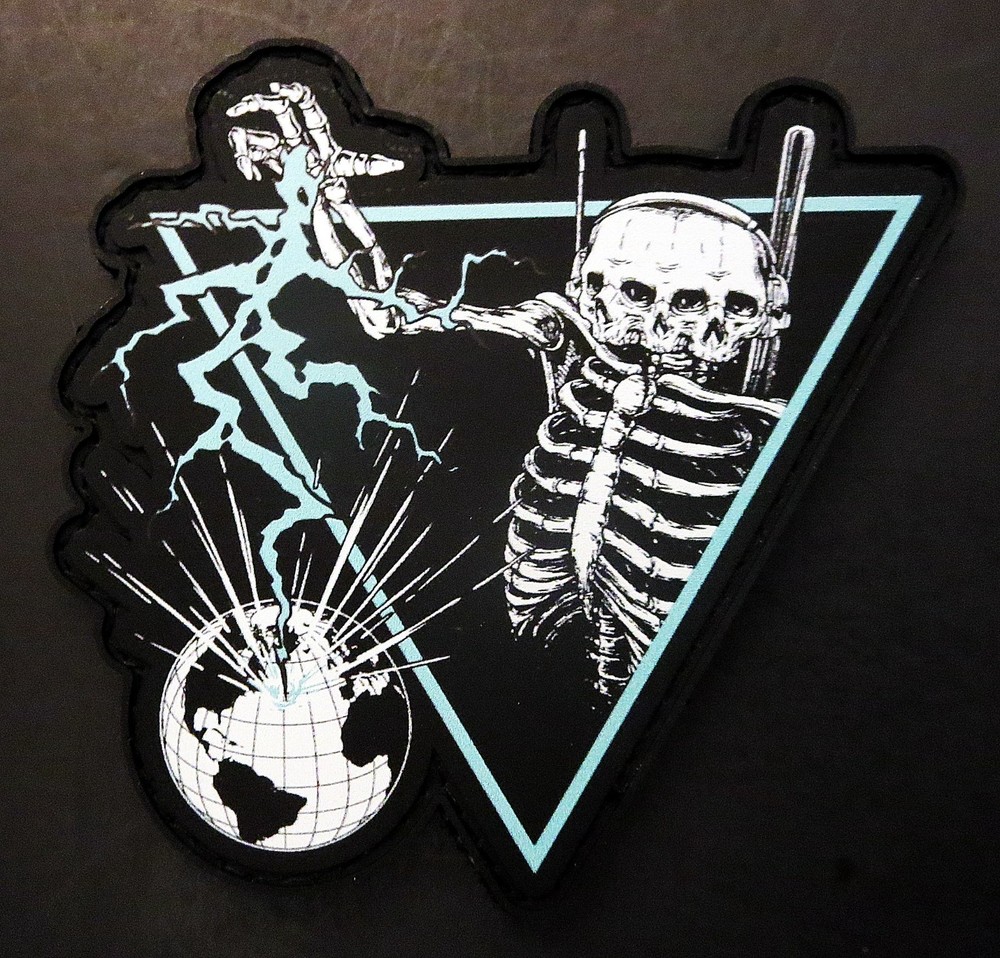 WHITE PHOSPHOR x TIME ON TARGET QUAD SKULL BAJA BLAST PVC PATCH SKELETON GLOBE