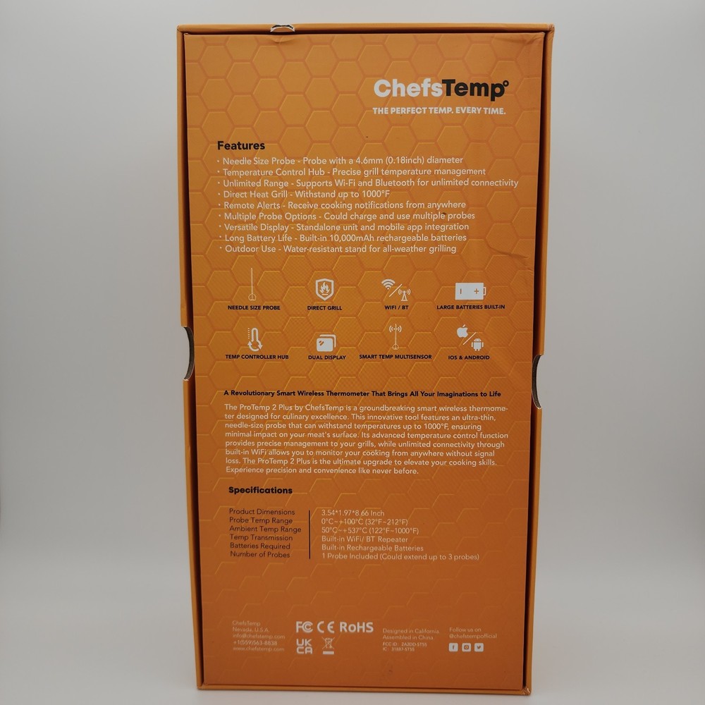 ChefsTemp ProTemp 2 Plus Needle Probe Wireless Meat Thermometer (Stand, 1 Probe)