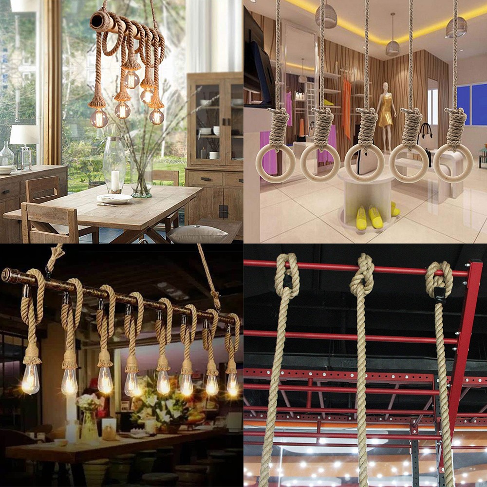 Natural Thick Hemp Rope Twisted Strong Jute Rope 4-Strand Burlap Rope for Craft