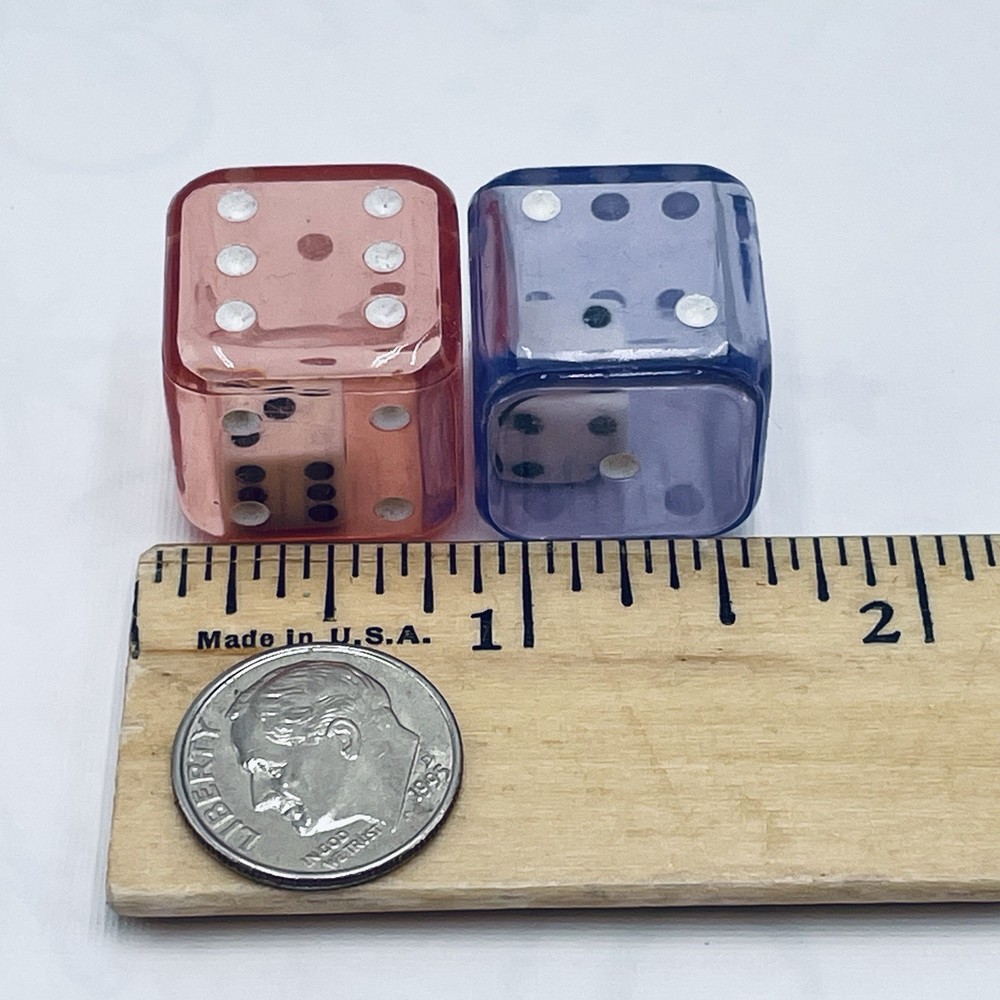 Vintage 🎲 Miniature Micro Mini Tiny 🎲 DICE Inside PINK PURPLE Clear DICE SET