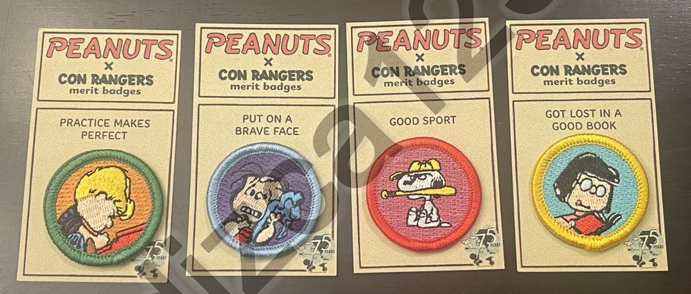 SDCC 2024 Exclusive PEANUTS Comic CON RANGERS Merit Badge 4 Patch Complete Set