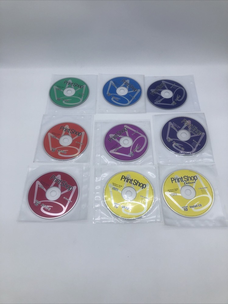 Broderbund Print Shop Version 10 Full Version for Windows 95/98/NT PCs 9 Discs
