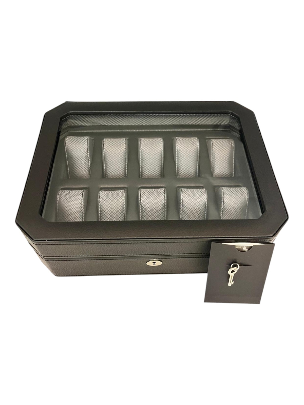 Wolf 4584029 Windsor 10 Piece Watch Box in Black & Grey MSRP $315