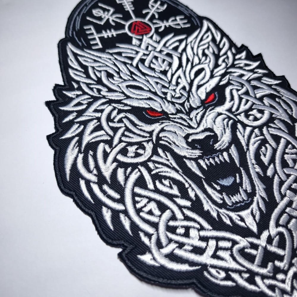 Viking Wolf Back Patch Embroidered Large Norse Biker Jacket Vest Patch