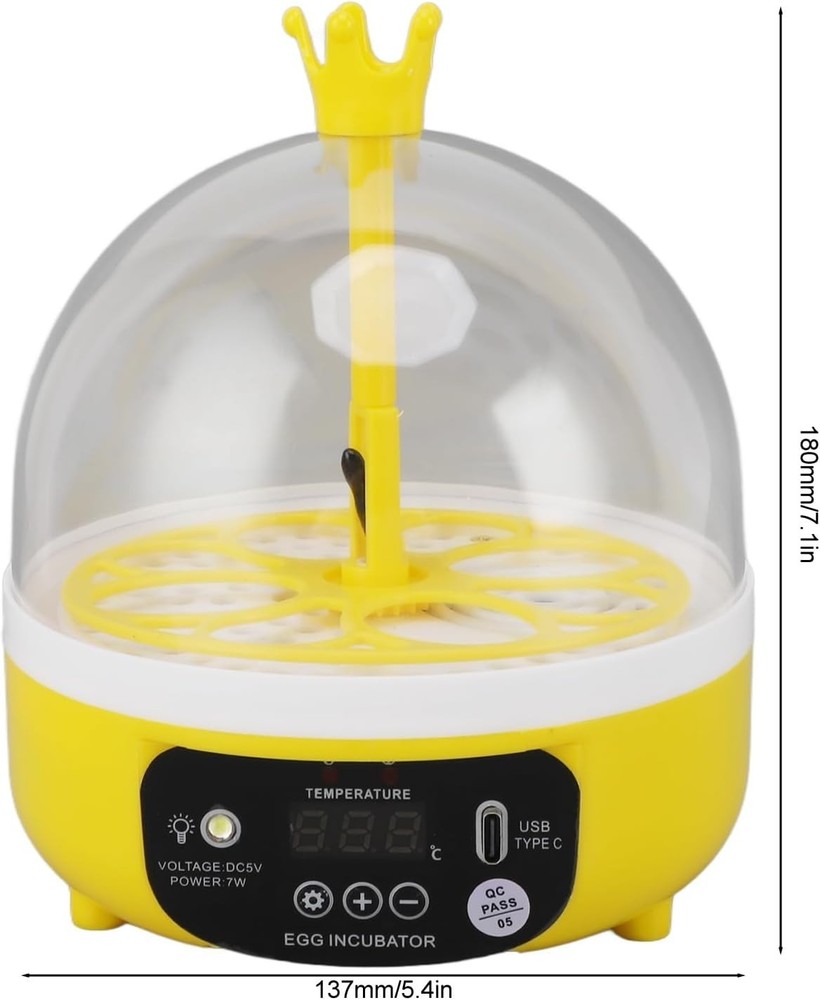 Mini Egg Incubator with Automatic Temperature Humidity Control, Transparent L...