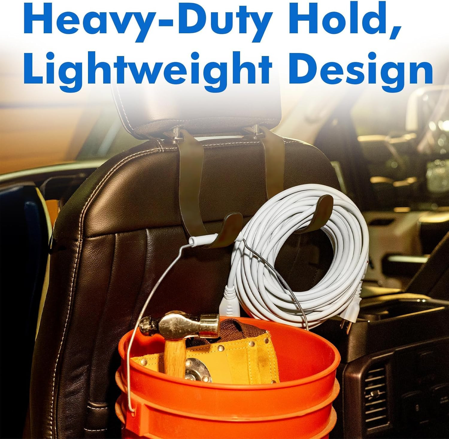 XL Hard Hat Holder for Truck Seat – Heavy-Duty Headrest Hooks, Hardhat Buddy Han