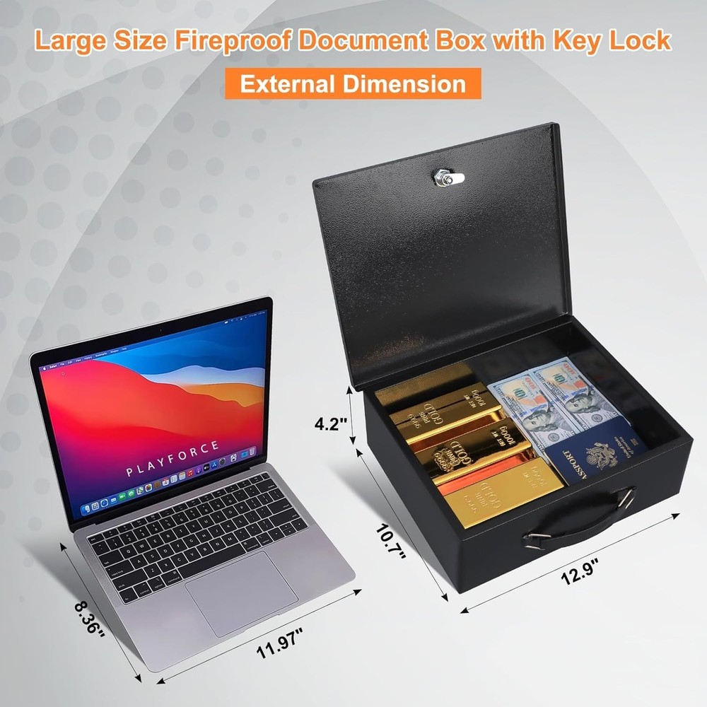 Elegant Fireproof Document Box with Key Lock: Protect Your Valuables Safely