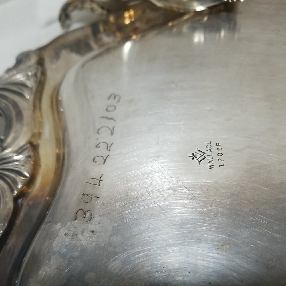 Wallace Silver Plate Coffee, Tea Set 5 Piece Large Tray 28½" Rosepoint Pattern