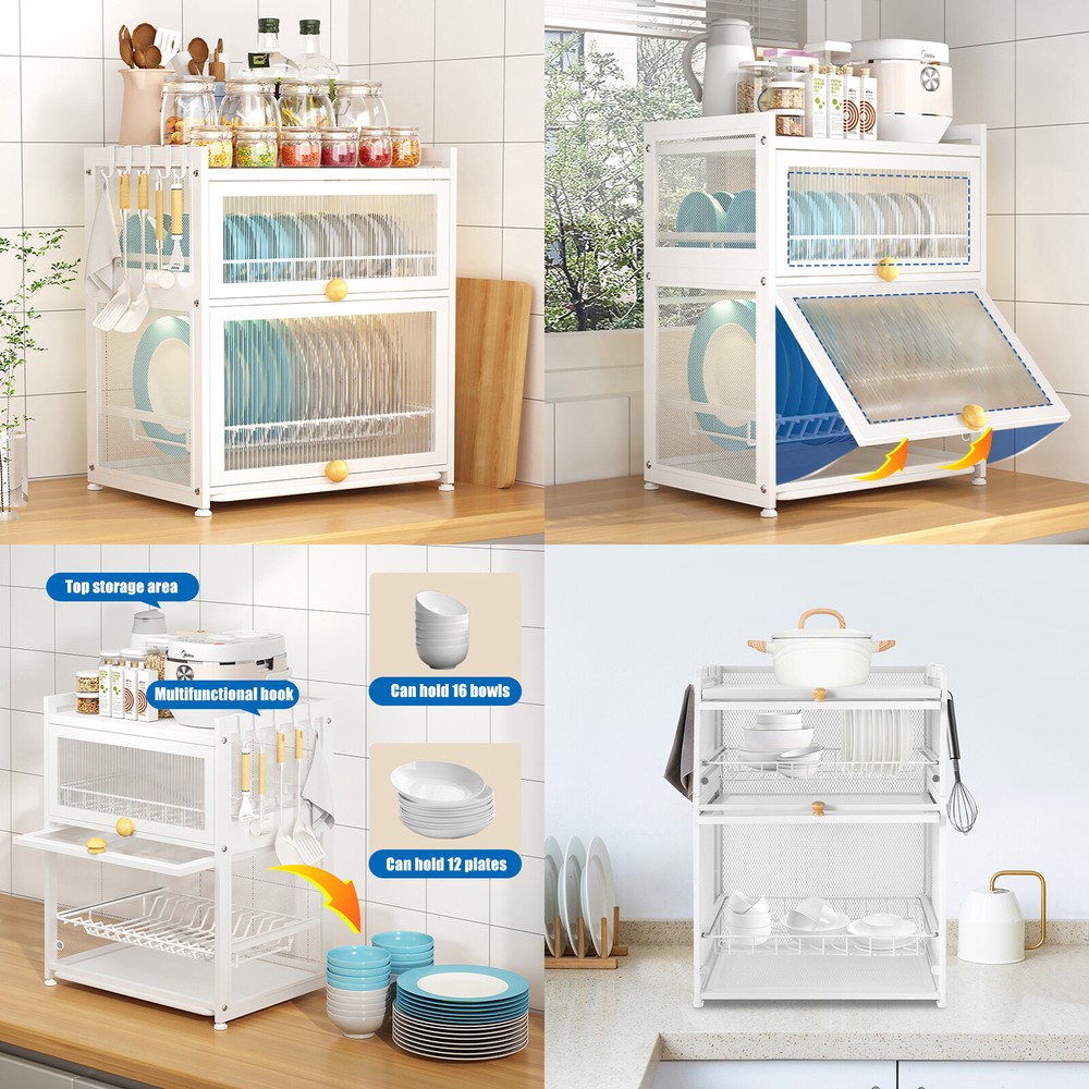 Detachable Drip Tray Storage Box Basket Dish Drying Rack Organized Kitchen