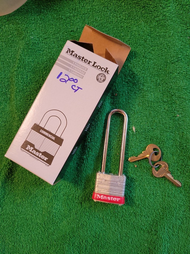 Master Lock Red Padlock, Long Shackle, Rectangular Steel Body, 2 ½ Inch Shackle