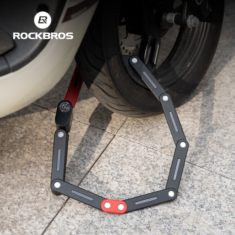 ROCKBROS Bike Folding Lock Heavy Duty Lock Anti-theft Portable &Mounting Bracket