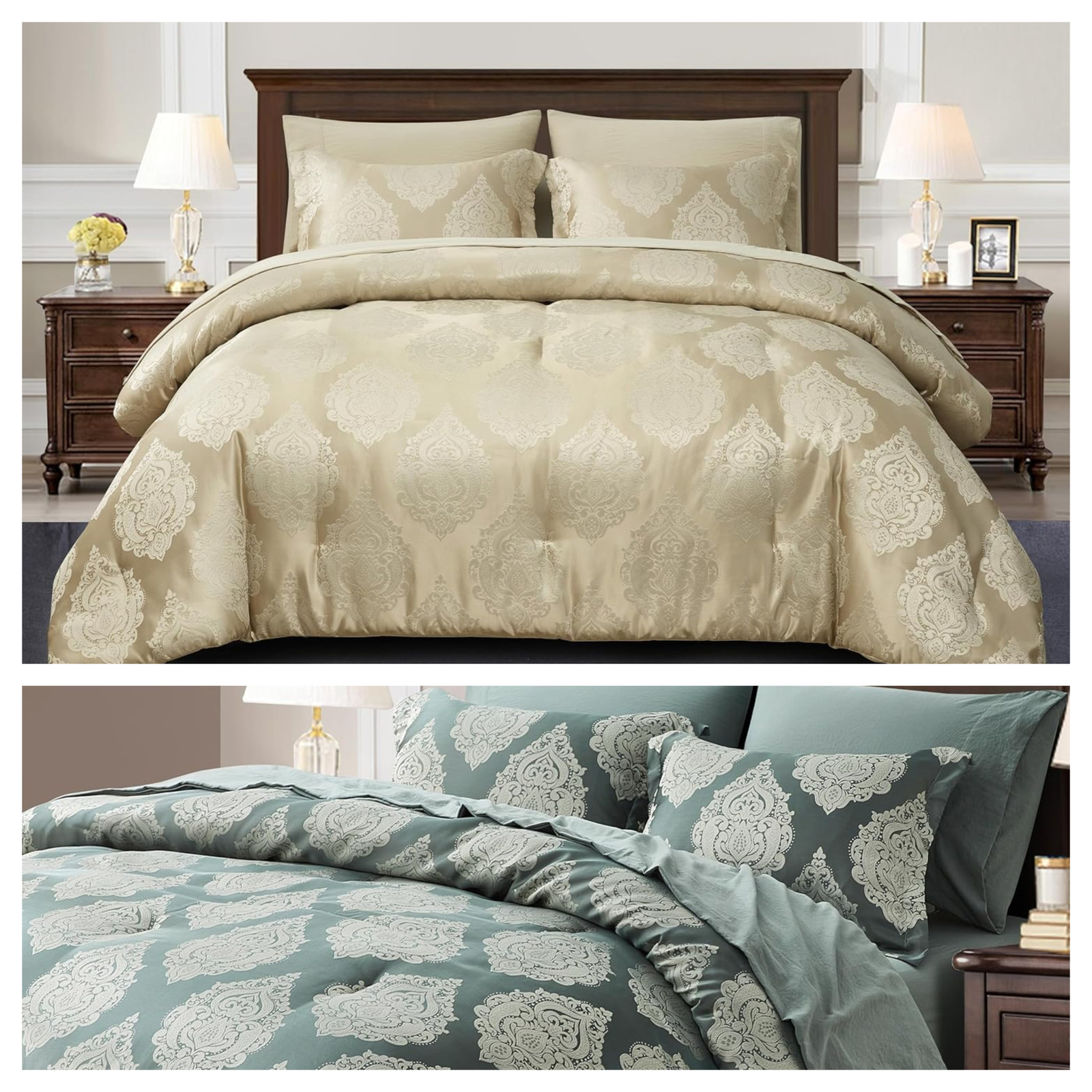 Sterling Creek 7-Piece Luxury Bed in a Bag Medallion Jacquard Comforter Set