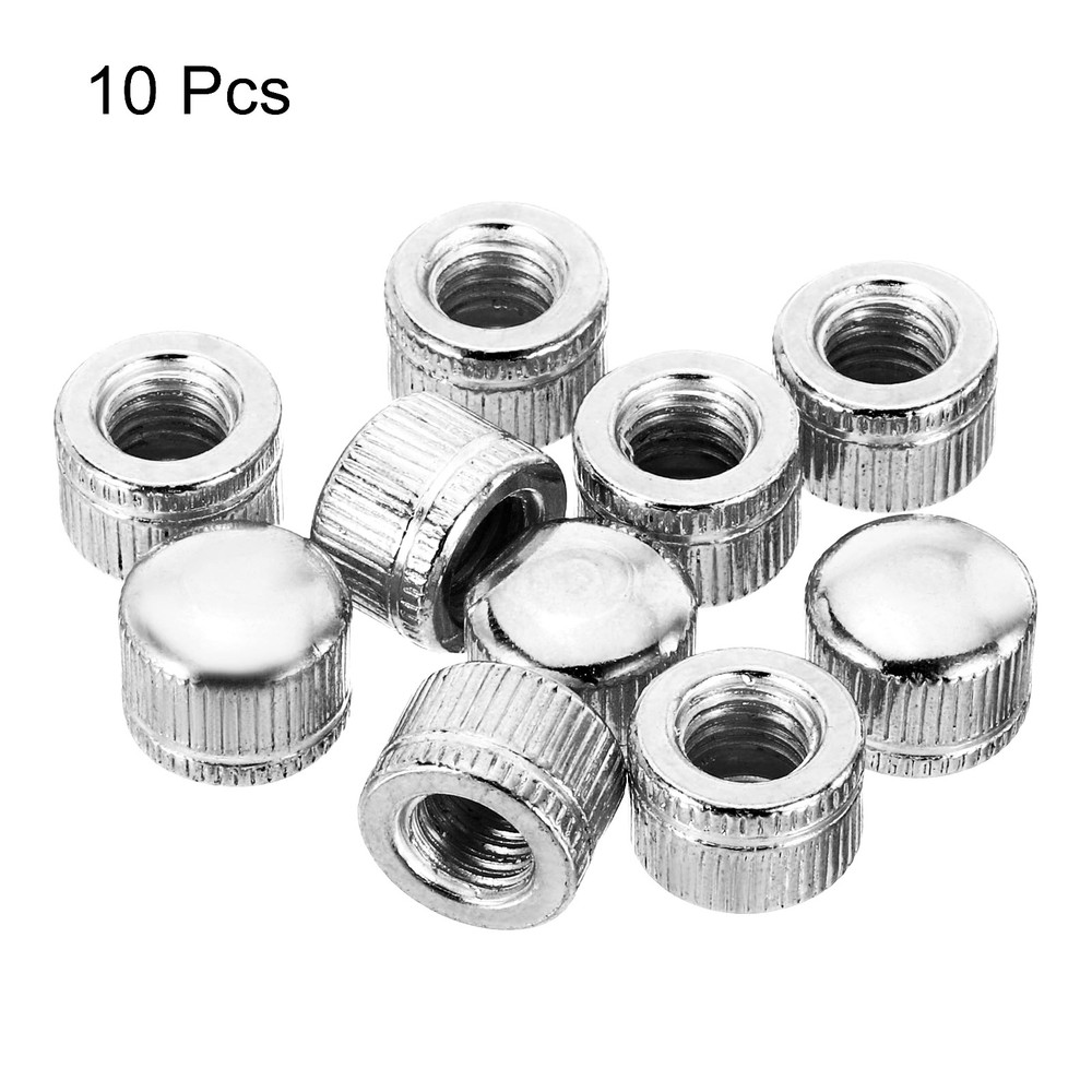 M8 Nut Hood, 10pcs Female Knurled Thread Silver Tone