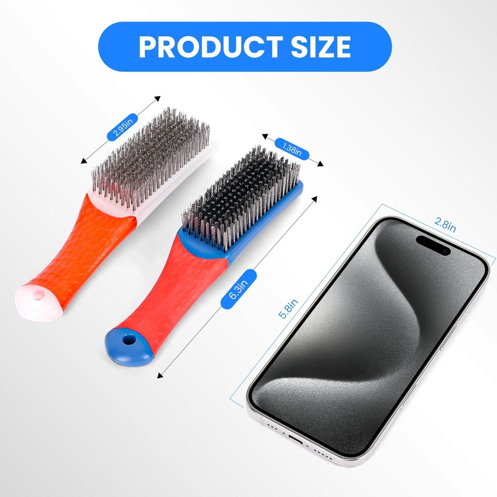 4 Pack Wire Brush for Rust Removal & Paint Removal, Heavy Duty Stainless Stee...