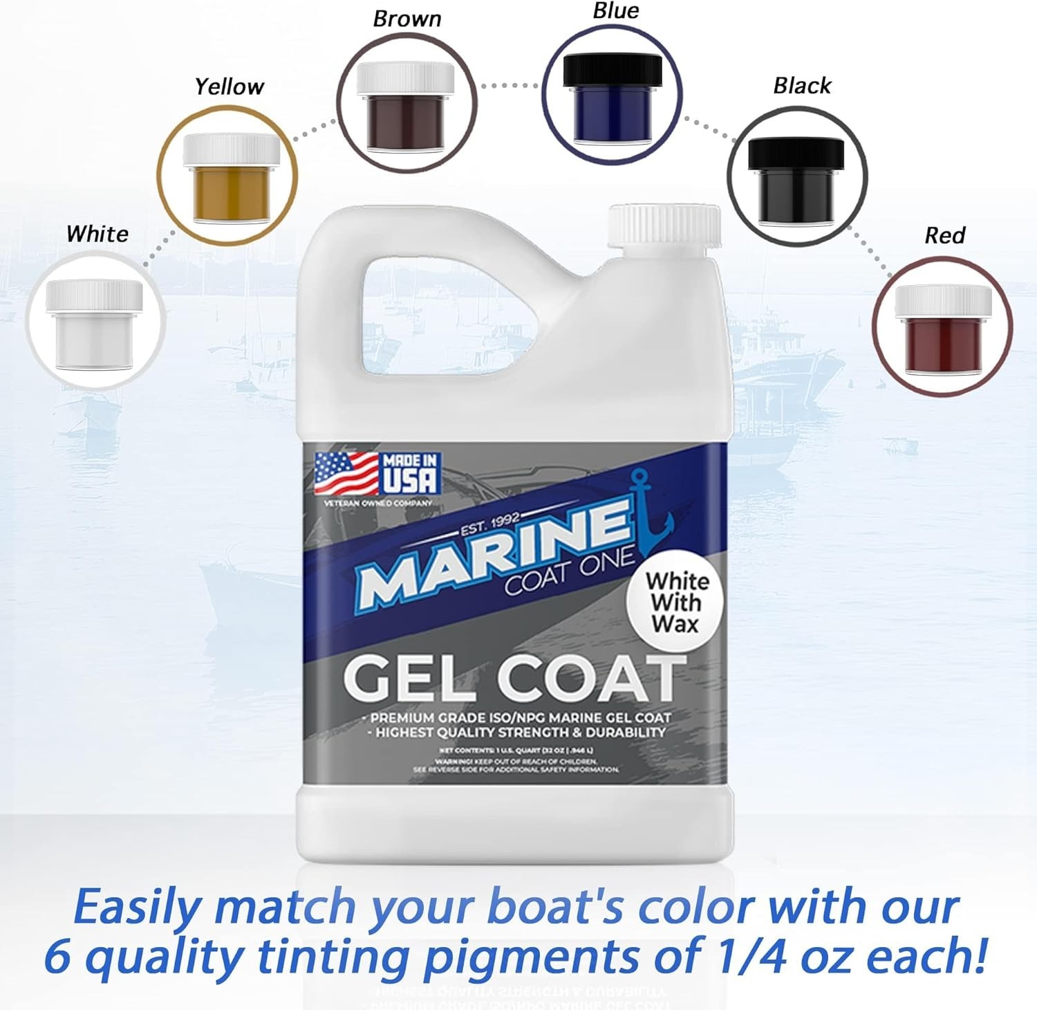 Marine Coat One, White Gelcoat Repair Kit For Boat - (White With Wax, Gallon)