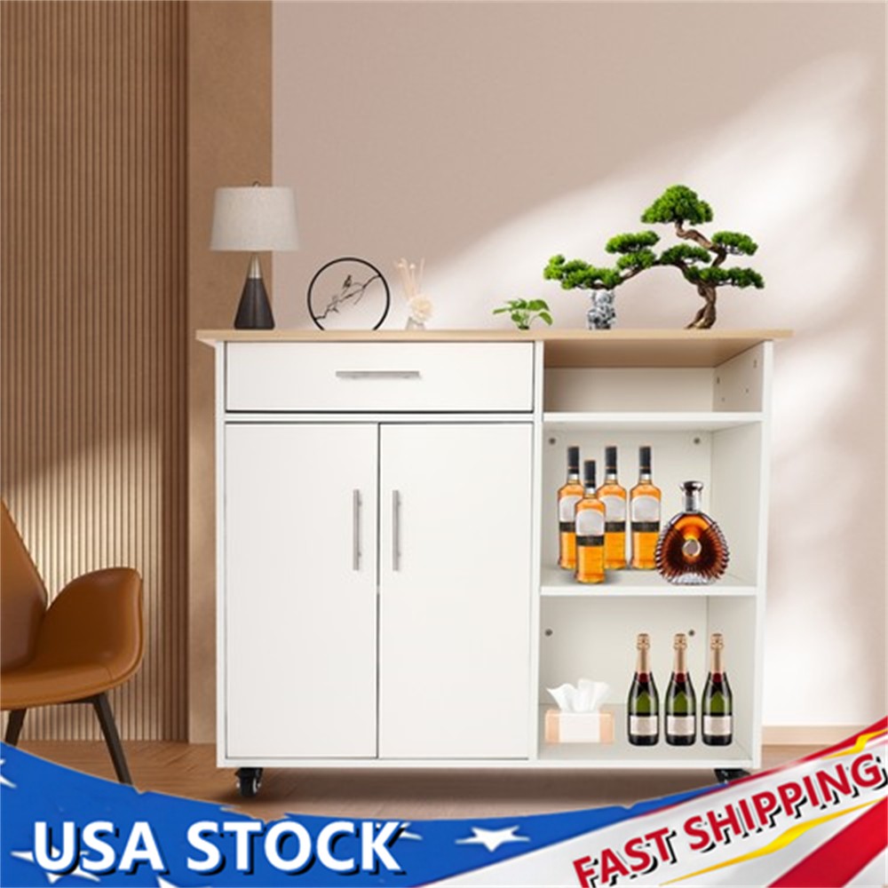 Rolling Kitchen Island Side Table, Rolling Trolley Cart with Drawer