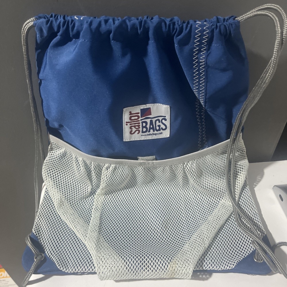 SailorBags Chesapeake Drawstring Backpack Sailcloth Stow Bag Blue