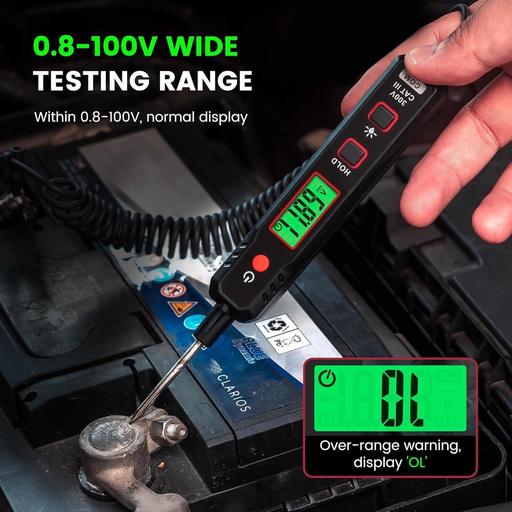 Smart Automotive Light with Buzzer and Sharp Probe for Voltage Testing