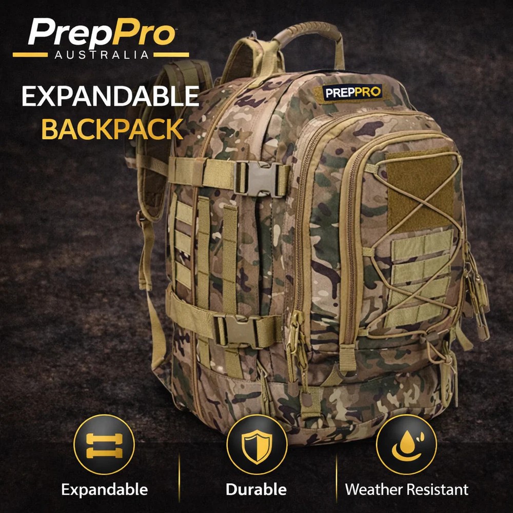 PrepPro Tactical Expandable Backpack – 3-Day Waterproof Survival Pack