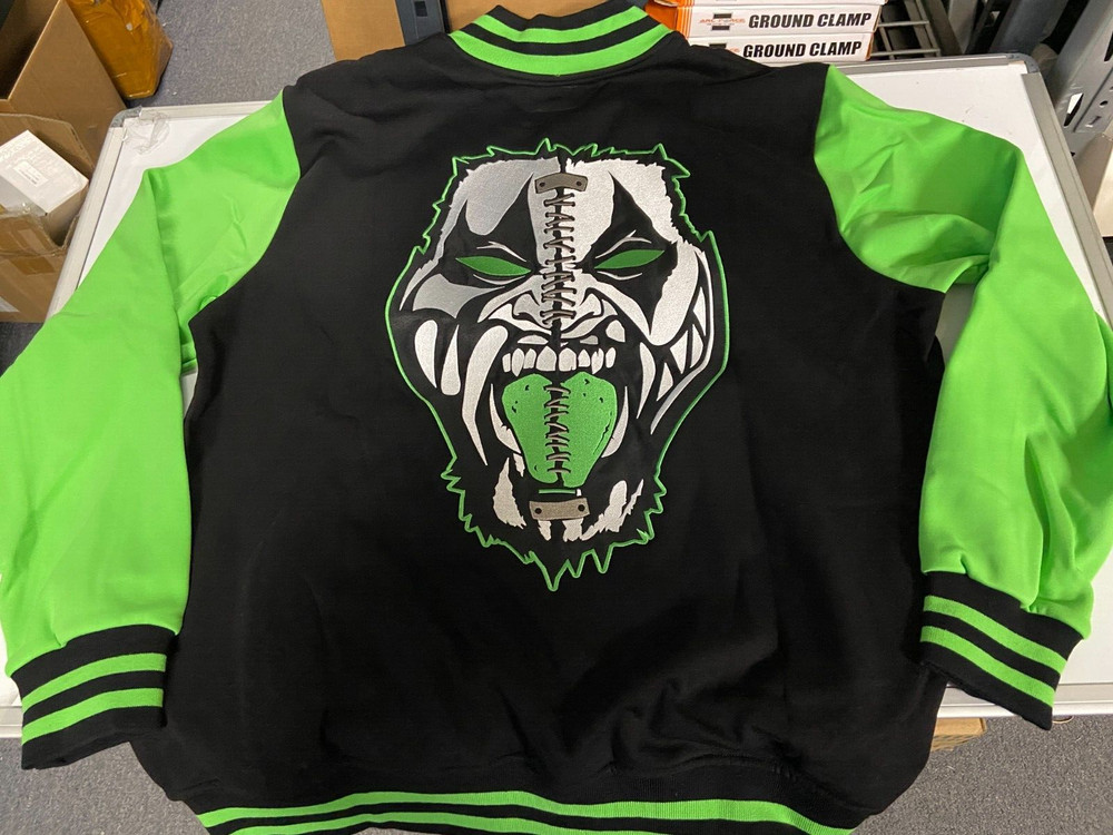 RARE BLACK GREEN NEW TWIZTID SPLIT FACE BUTTON UP JACKET MNE XL