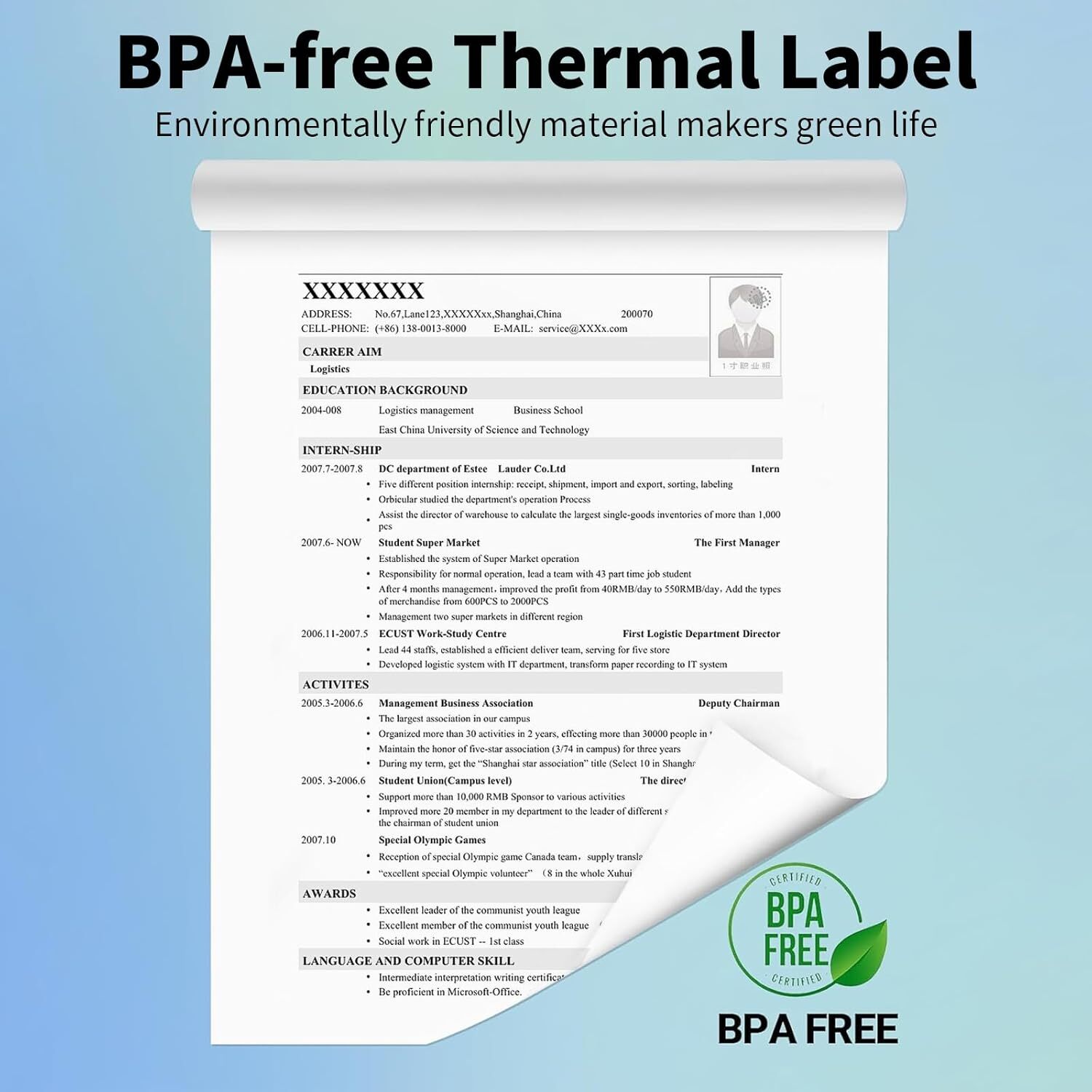 100-1000x 8.5x11" Folded A4 Thermal Continuous Paper For M08F M832 Hprt Printer