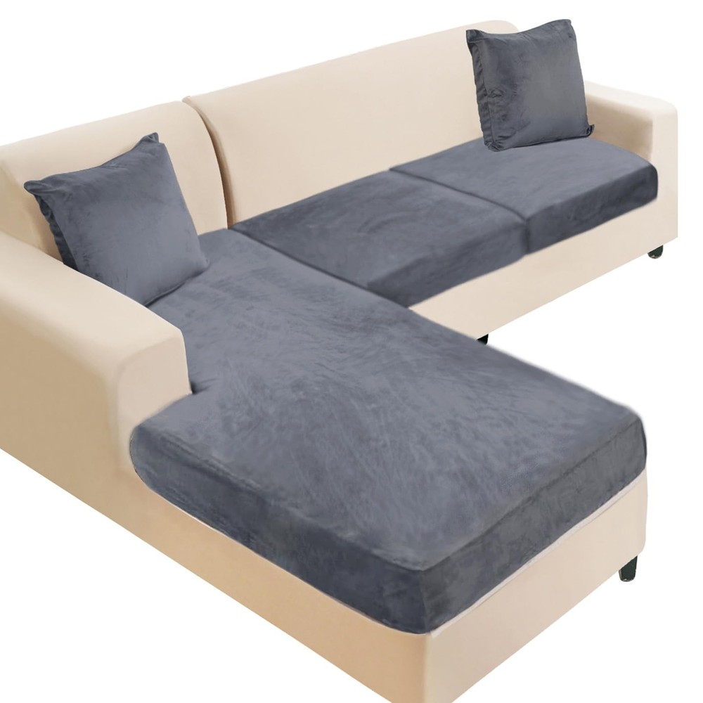 NAISI Sectional Couch Cover 3 Pieces Velvet Separate Couch Cushion Covers L S...