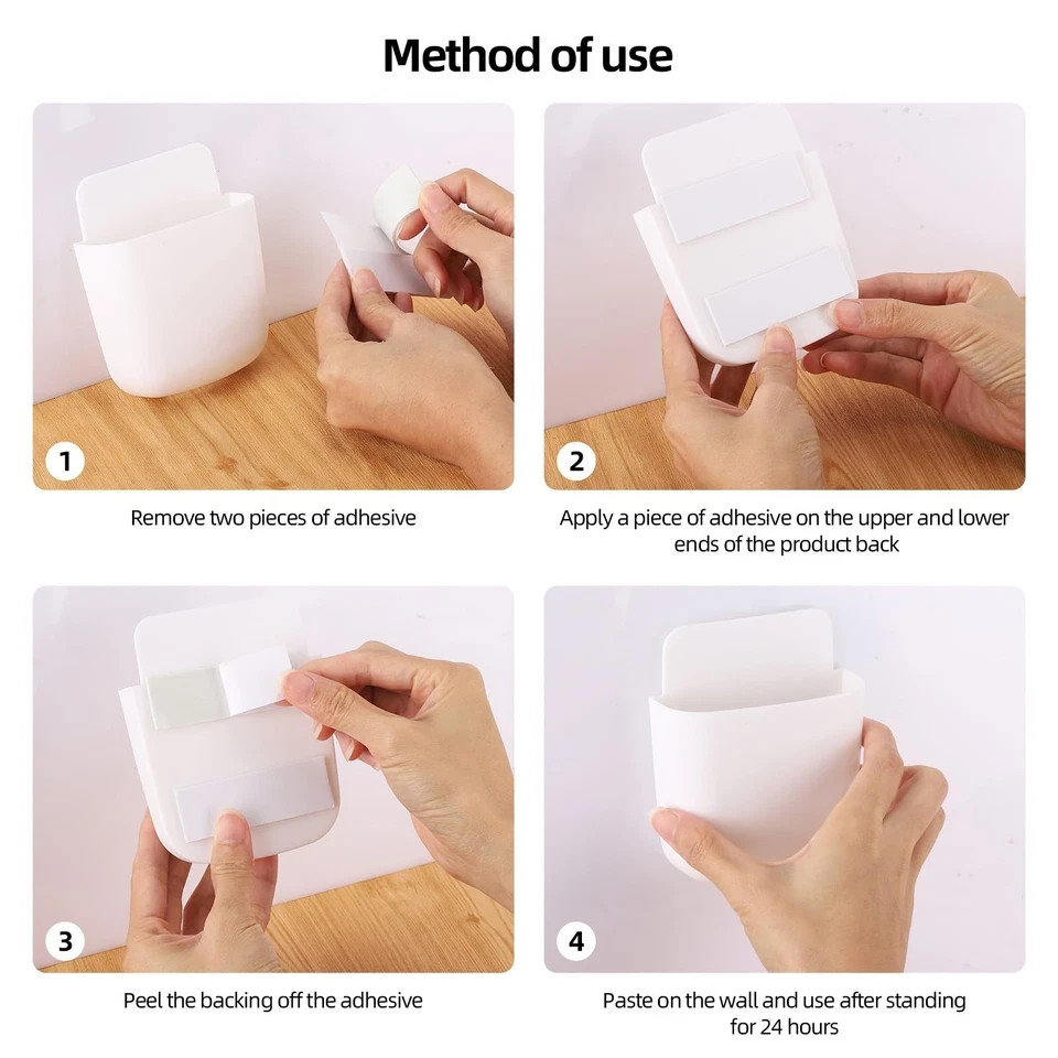 8 Pcs Remote Control Holder Self Adhesive Wall mounted Storage Box Phone Char...