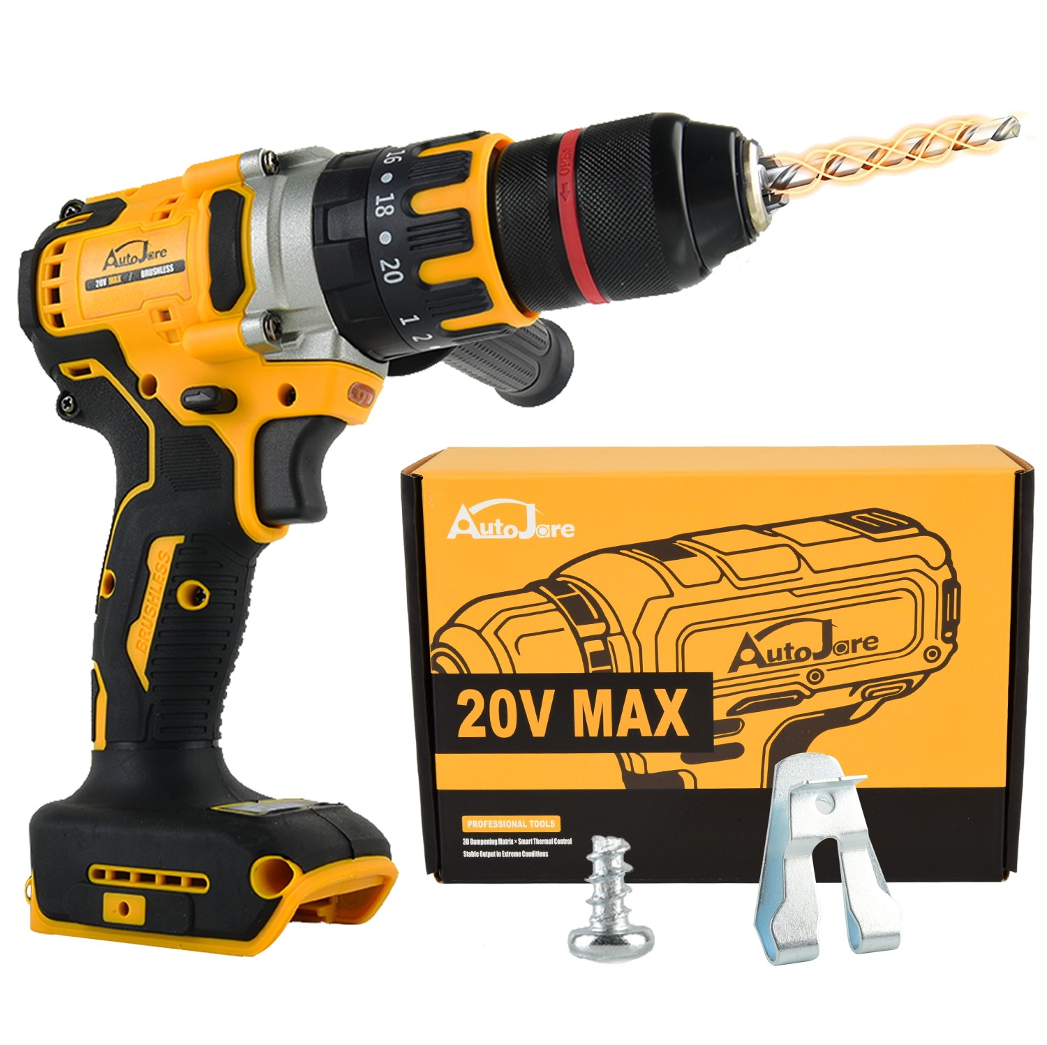 1/2" Cordless Drill Driver for Dewalt 20V Battery, Brushless Compact Drill Tool
