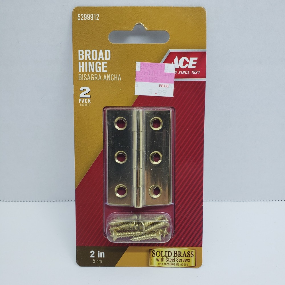 ACE Broad Hinge SOLID BRASS  2 Pack  2"  #5299912