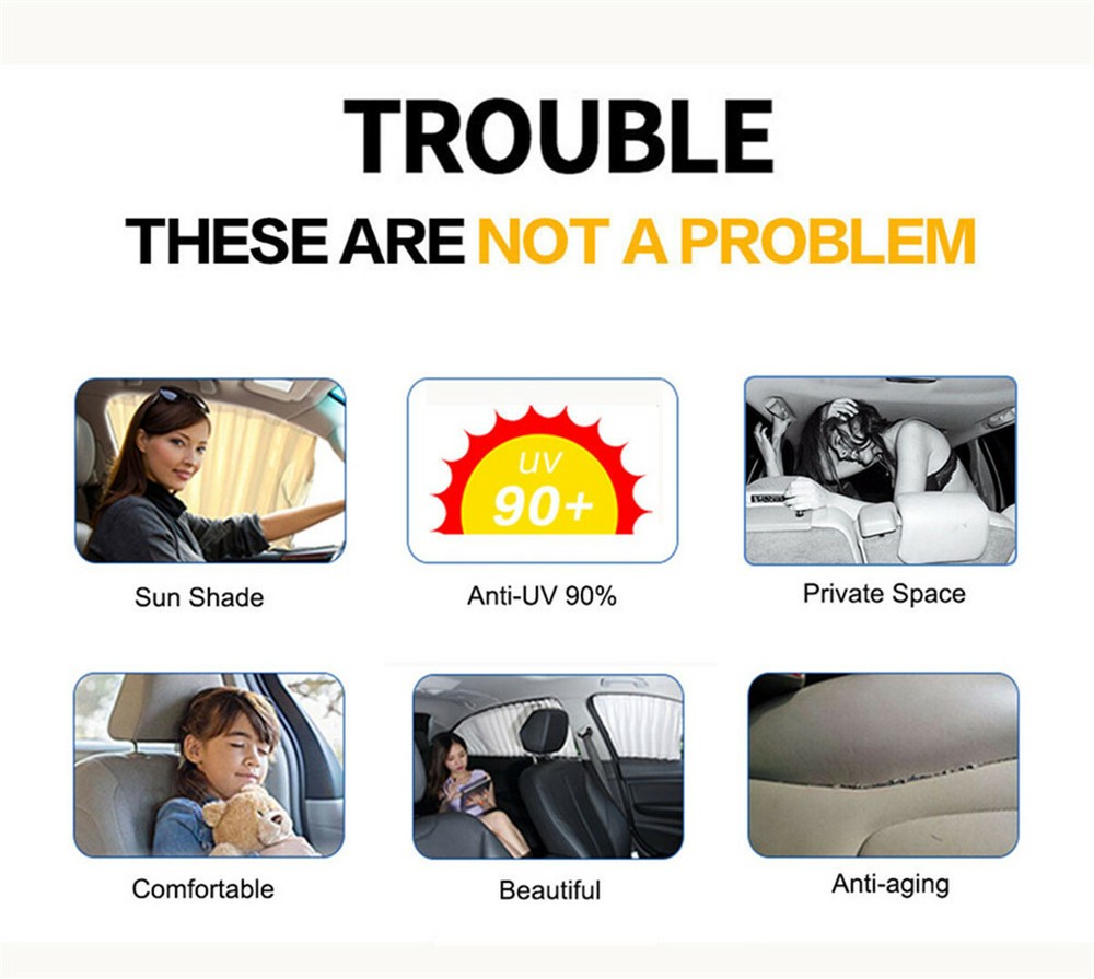 2Pcs Car Side Windows Privacy Curtain UV Sunshade Visor Sun Visor Adjustable