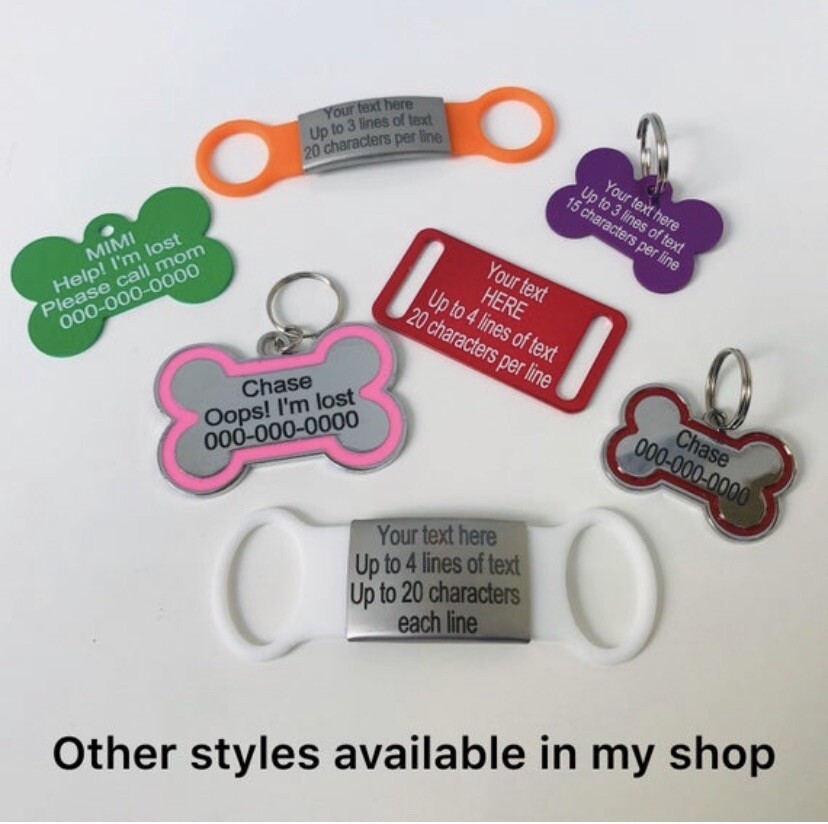 Custom Bone Pet ID Name Tag for Dog Collars Personalized Engraved Tags shape
