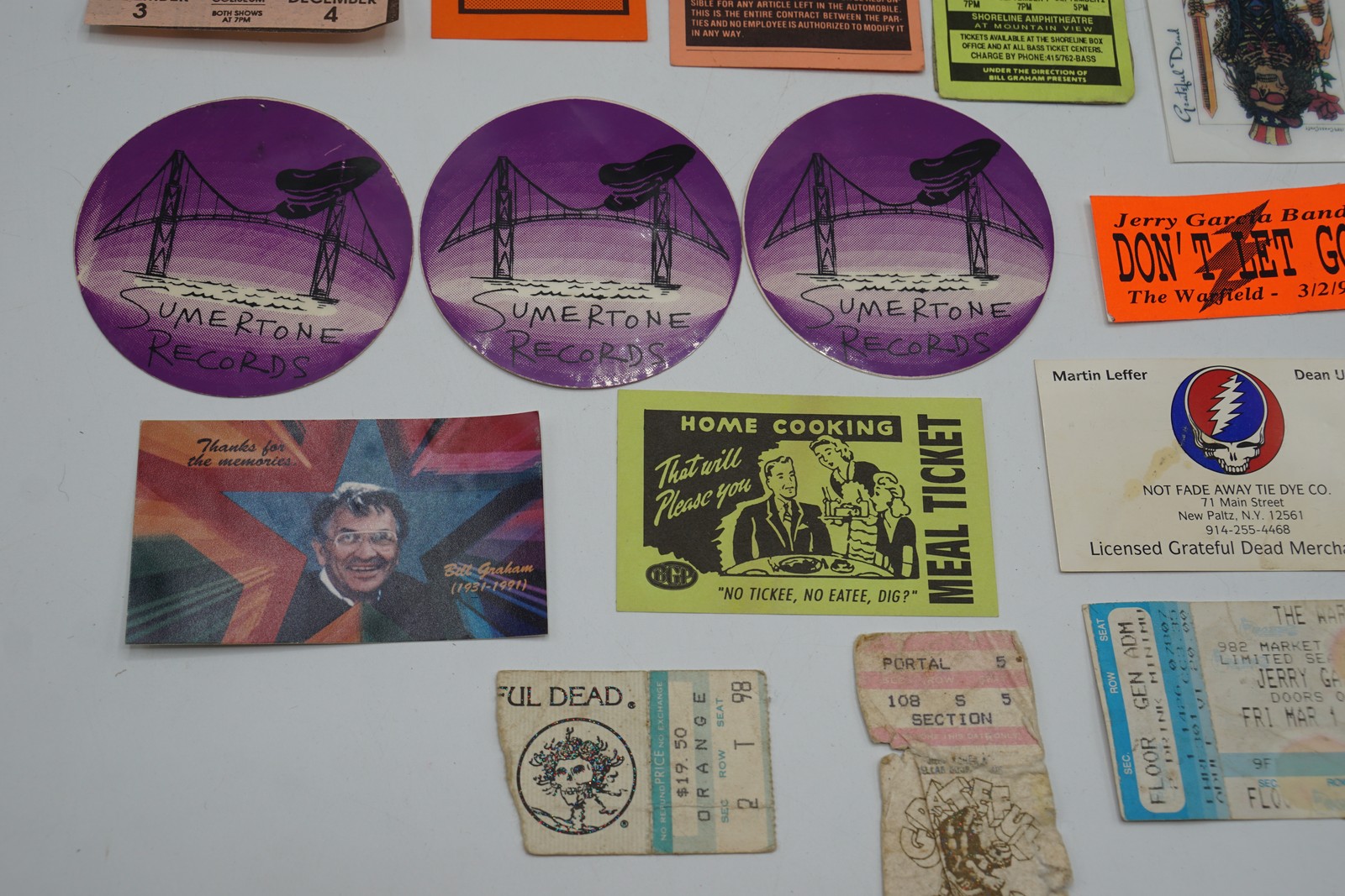 Grateful Dead & Jerry Garcia Band Vintage Concert Memorabilia Ticket Stub Pin