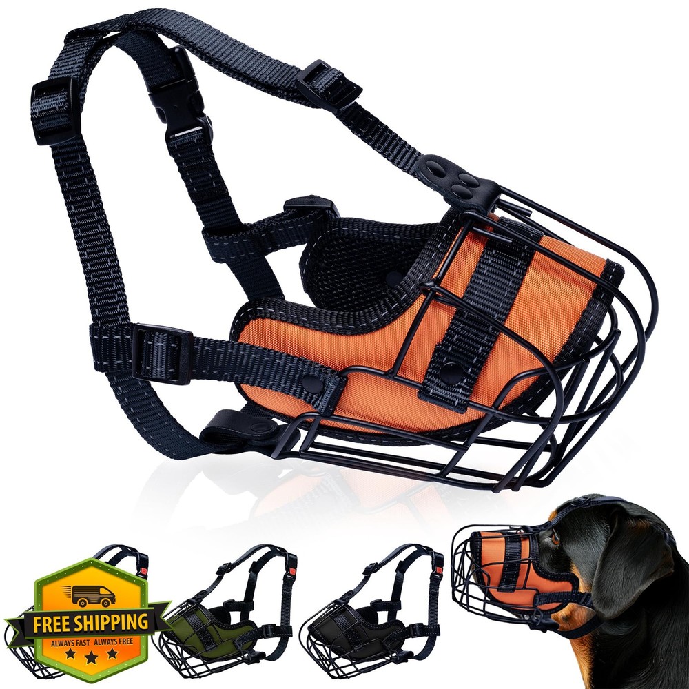 OOPSDOGGY Orange Large Dog Muzzle Wire Basket Adjustable