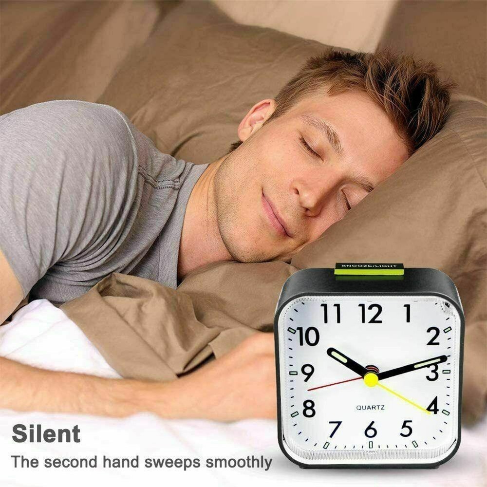 New Simple Alarm Clock Small Alarm Clock Square Small Bedside Clock Black