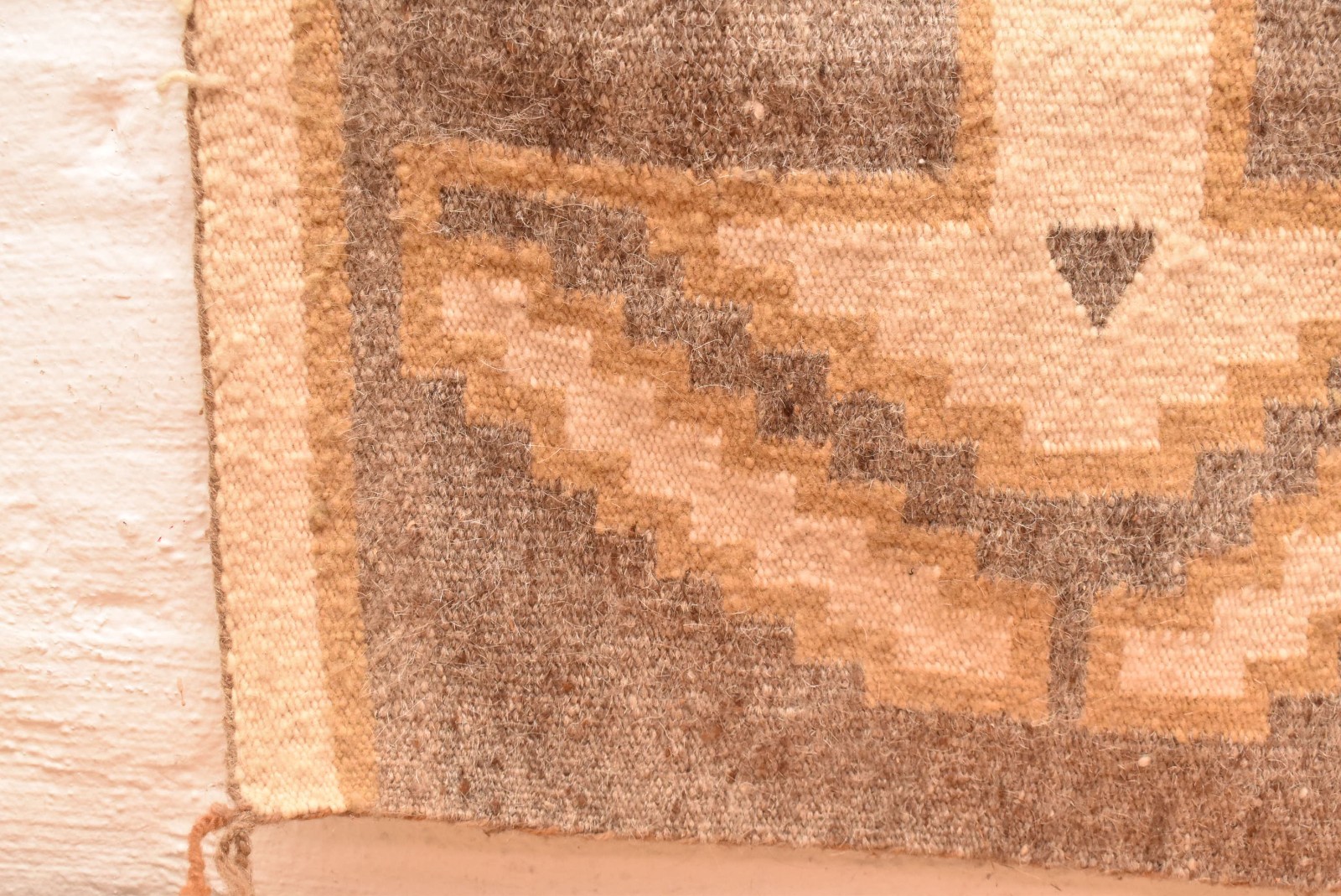 Antique Navajo Rug Native American Indian Geometric Weaving 43x23 Textile VTG