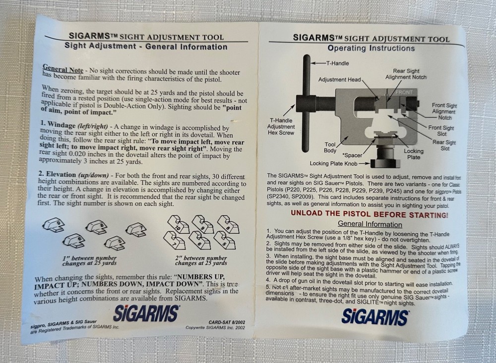SIGARMS Sight Adjustment Tool USP097