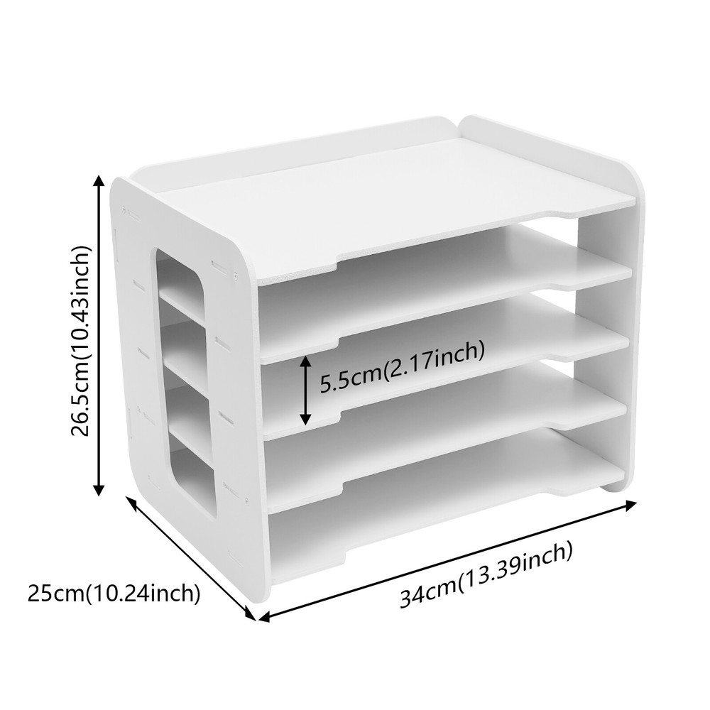 Stackable File Organizer Tray Desk Desktop Paper Document Tray Holder 5 Tiers
