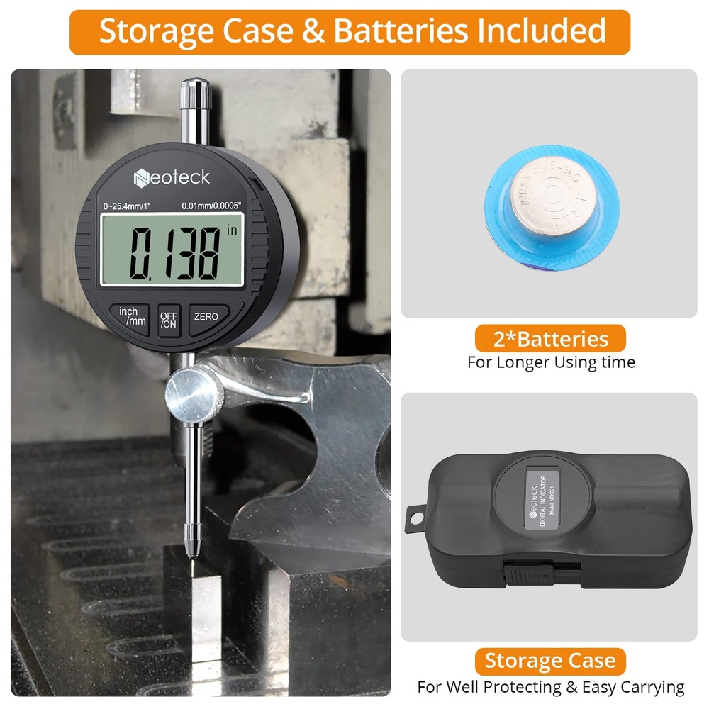 Neoteck 1''/25.4mm | Digital Probe Indicator-Silver+Black