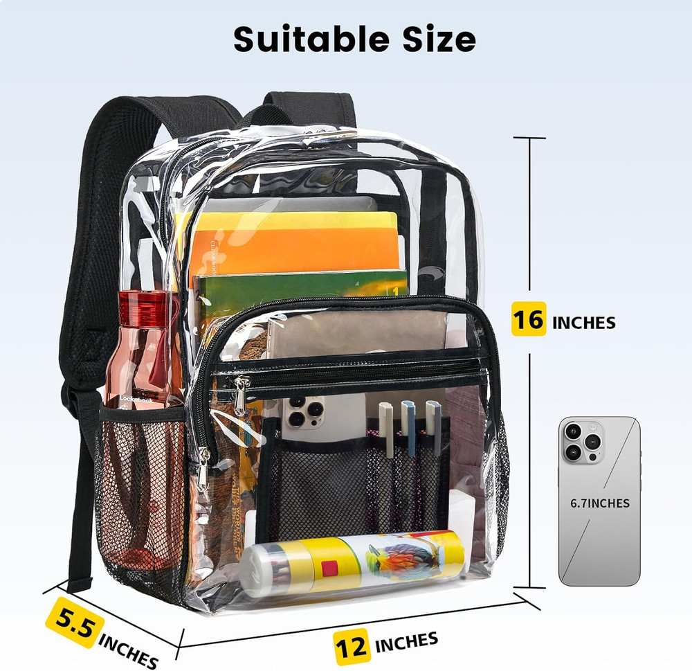 Clear Backpack Heavy Duty - Clear Bookbag Large See Through Backpack Plastic Tra
